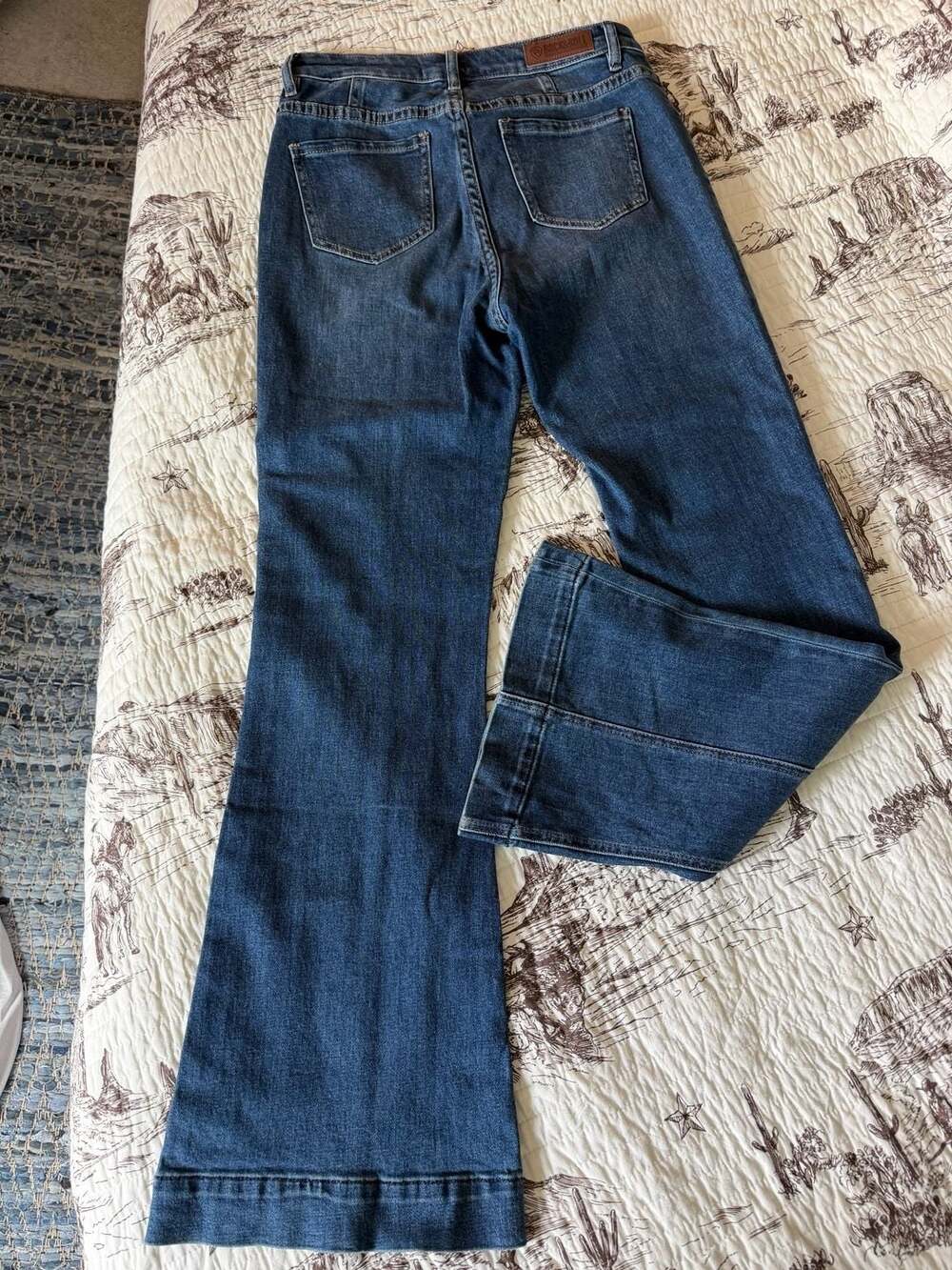 Rock & Roll Denim High Rise Trouser W30 L34 Flare Jeans Dark Wash
